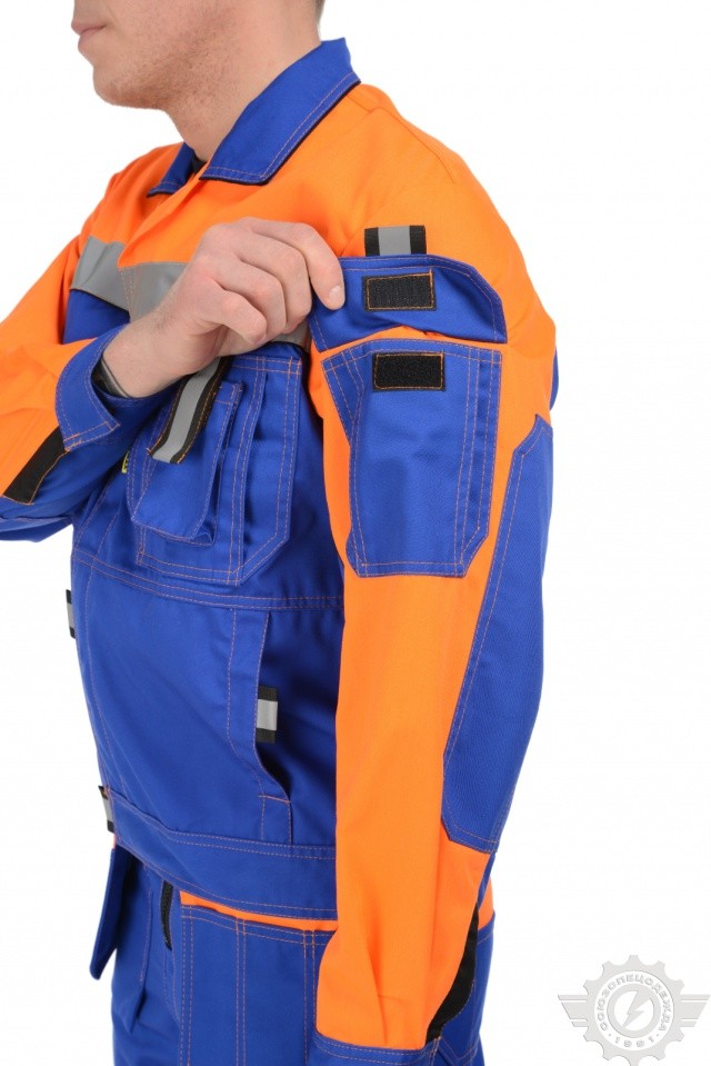 61857 Костюм "Профессионал-2" с СВП василек-оранжевый-черный  Летняя спецодежда  размер 56-58/170-176  - Вид №14