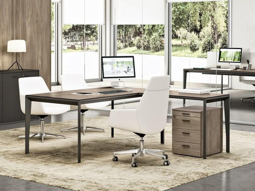 Quadrifoglio Угловой письменный стол из искусственной древесины со встроенной полкой X5 sun-id-1381083 - Вид №1