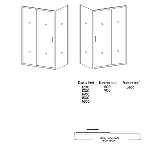 Orange E23-15090TCR Душевой уголок без поддона с раздвижной дверкой. Цвет хром прозрачный sun-id-1517272 - Вид №4