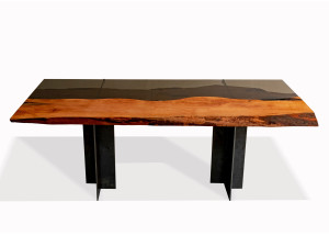 Прямоугольный стол из грушевого дерева и стекла