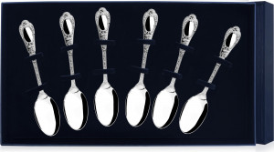 10651844 Аргента (Россия) Набор чайной ложки "Фамильная" (6 пр.) + футляр Серебро 925
