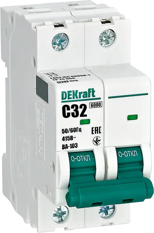 Автоматический выключатель DEKraft ВА-103 2P для защиты электросети 84509381