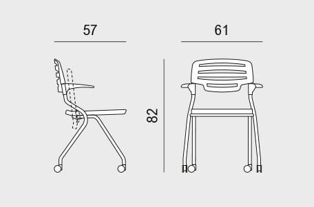 Пластиковый стул с колесами с подлокотниками Viganò Madam Collectivity ARCH-00068931 - Вид №5