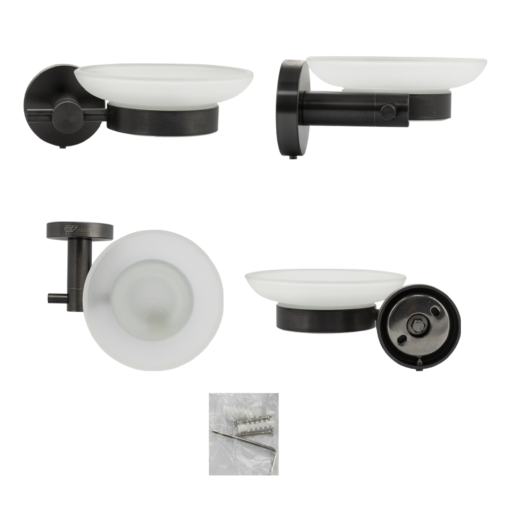 GFmark - Мыльница стеклянная с креплением к стене, ГРАФИТ, код: 78004  - Вид №3