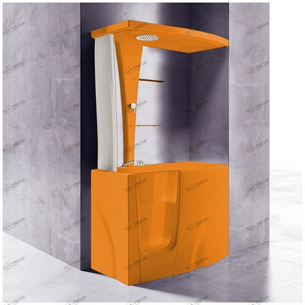 Ванна с кабиной GRUPPO TREESSE GEN-Y TOP STD-V3417|B3411-DX оранжевая угловая сидячая с дверью правосторонняя STDV3417B3411DXO