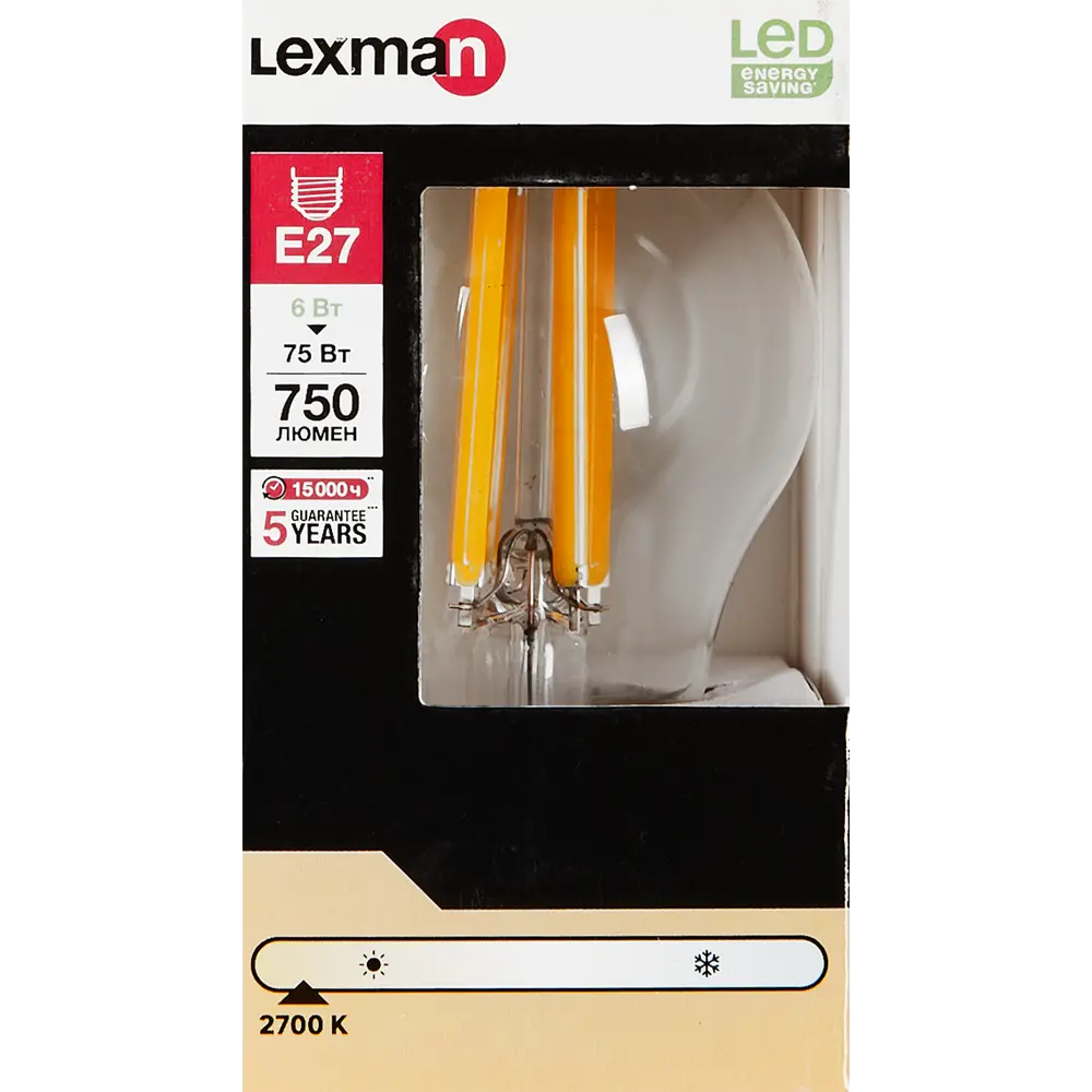 LEXMAN LED лампа E27 прозрачный шар 6Вт теплый свет 82991682 STLM-0934730 - Вид №3