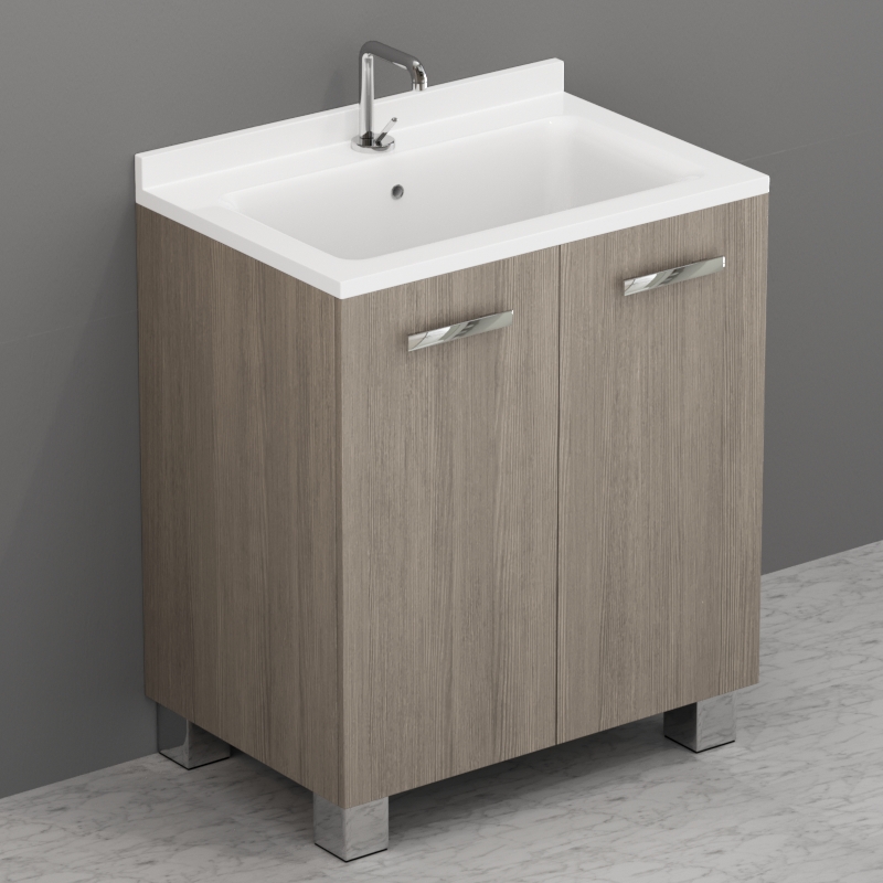 9164k4 Aquadom мебель в комплекте с умывальником 75x50 с сифоном 75 см цвет Темный дуб Kerasan Aquadom Италия