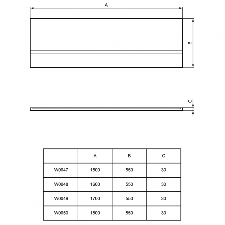 W004901 Панель для ванны 170 см Ideal Standard SIMPLICITY - Вид №2
