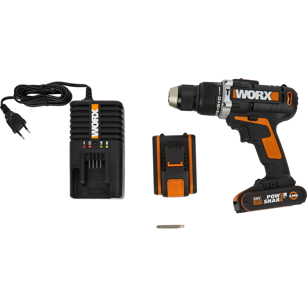 Дрель-шуруповерт аккумуляторная ударная Worx WX372, 20 В Li-ion 2x2 Ач STLM-2083519 - Вид №4