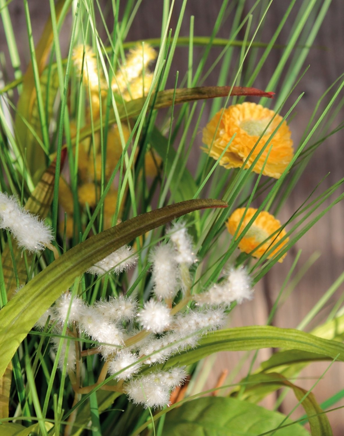 4722 307 a3 Пучок искусственной травы с ромашками, 45 см, желто-белый H-andreas  - Вид №2