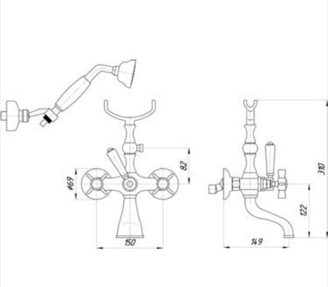Смеситель MIGLIORE Princeton ML.PRN-802.CSCR для ванны/душа - состареный хром  - Вид №4
