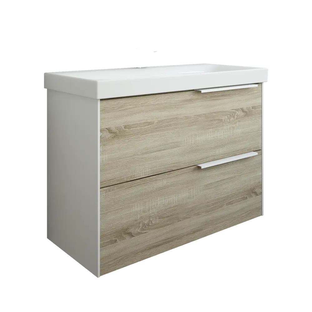 Тумба под раковину подвесная Sanflor Барселона 80 см цвет дуб сонома STLM-2112208 - Вид №1