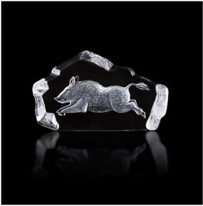 10671406 MALERAS Скульптура MALERAS Дикий кабан 15х9см, хрусталь Хрусталь