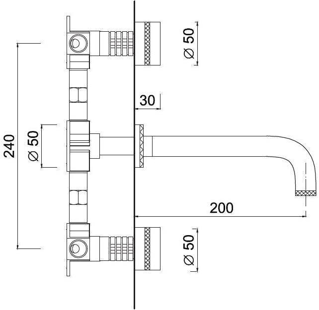 Rubinetteria Giulini Смеситель для умывальника настенный на 3 отверстия Deluxe - myring Fmr0123dl - Вид №1