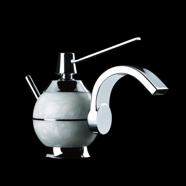 7250-201 Mariner Perle, однорычаж. смеситель для рак. с загнутым носом с дон. клапаном, цвет черный жемчуг