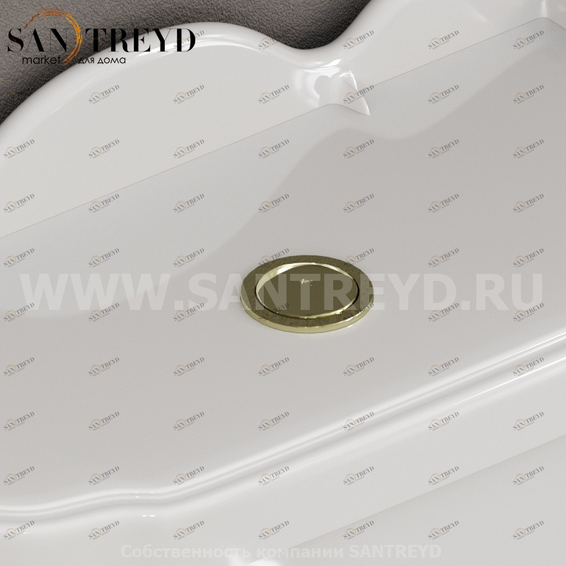 BA008 Cливной механизм с кнопкой 40 см Золотистый Globo Paestum Италия Ceramica Globo