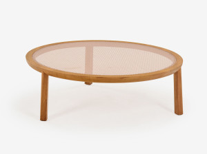 Круглый низкий стол из тикового дерева