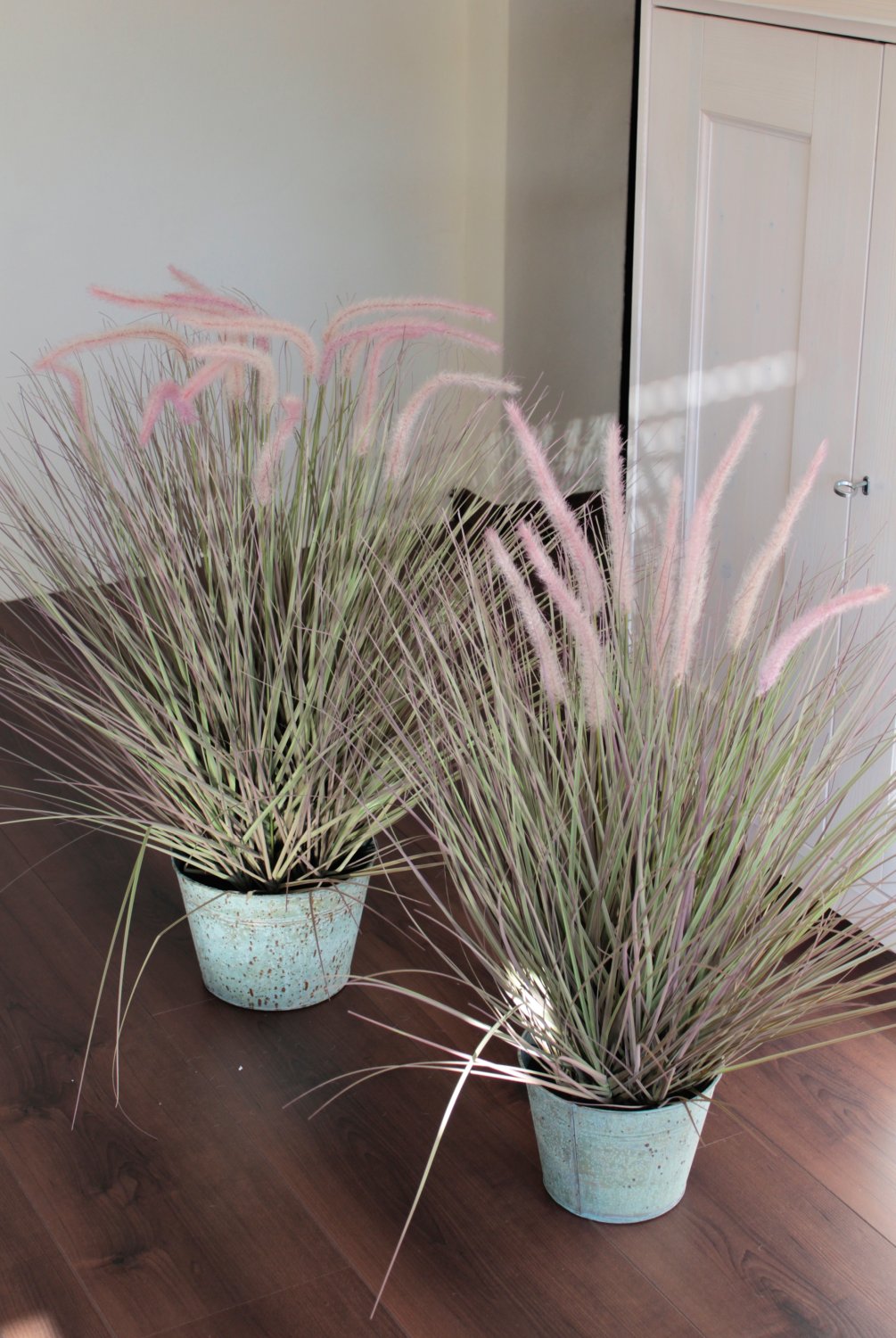 4842 819 a3 Искусственный пучок травы в металлическом горшке, 100 см, матовый зеленый H-andreas  - Вид №8