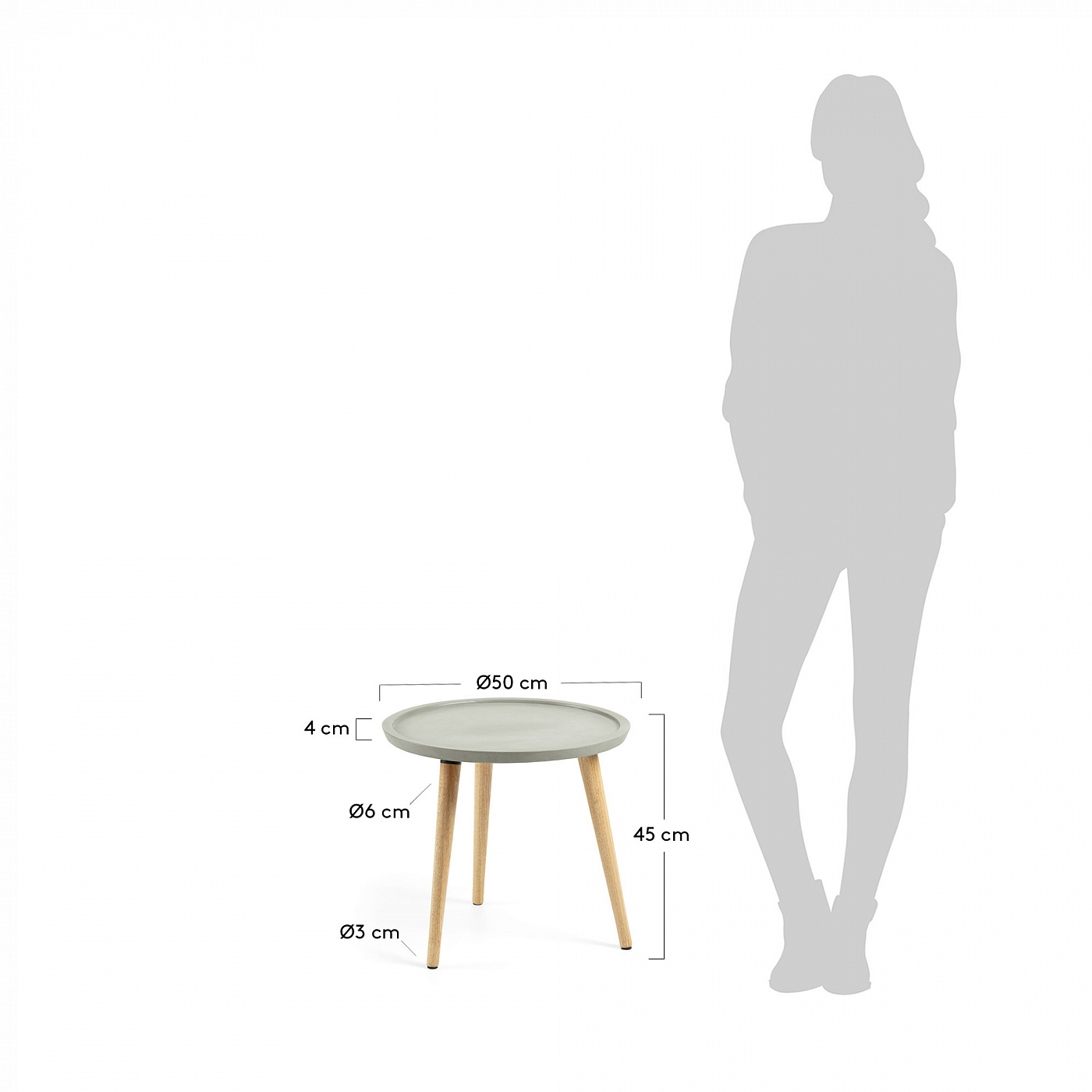 062599 Приставной стол livy каучуковый цемент серый La Forma Lucy