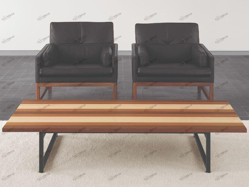 BassamFellows Прямоугольный журнальный столик из массива дерева Stripe Cb-343