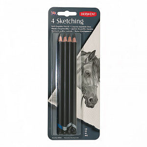 39003 Набор чернографитовых карандашей 4 шт. ассорти Sketching Derwent