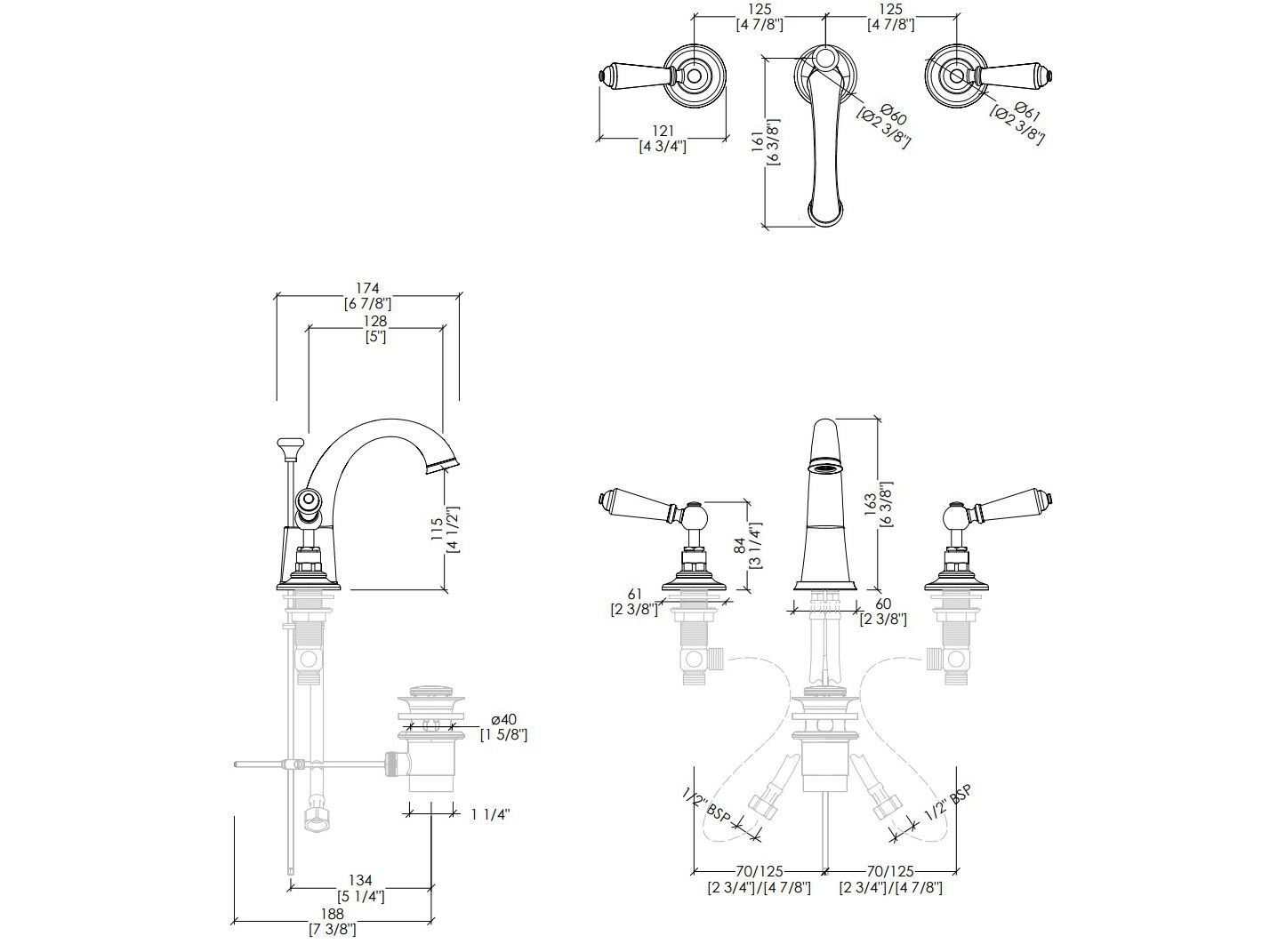 Смеситель для раковины с 3 отверстиями и отдельными розетками Devon&Devon Signature ARCH-00011480 - Вид №2