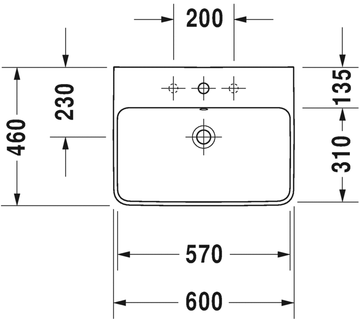 2335600000 Подвесная раковина настенная овальная Duravit ME BY STARCK - Вид №1