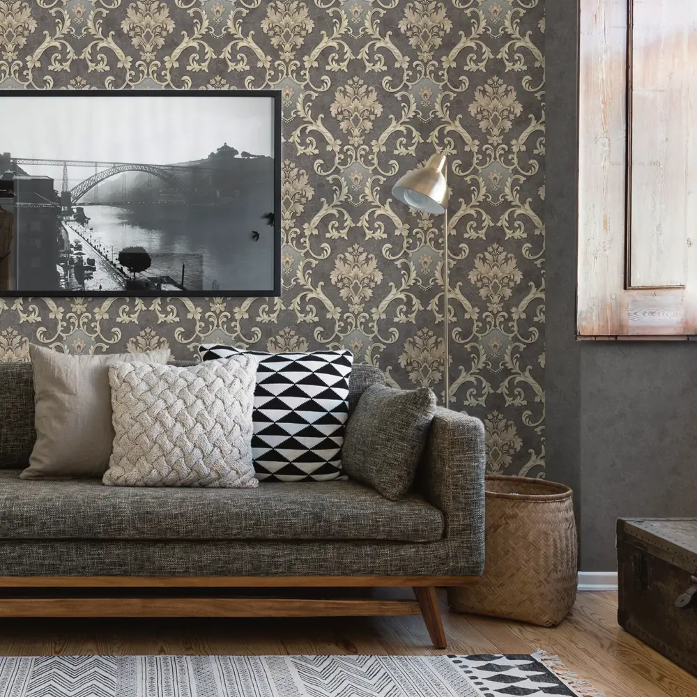 Флизелиновые обои Изабелла графит 1.06 м - практичность и стиль 89399389 МОСКОВСКАЯ ОБОЙНАЯ ФАБРИКА STLM-1341028 - Вид №3