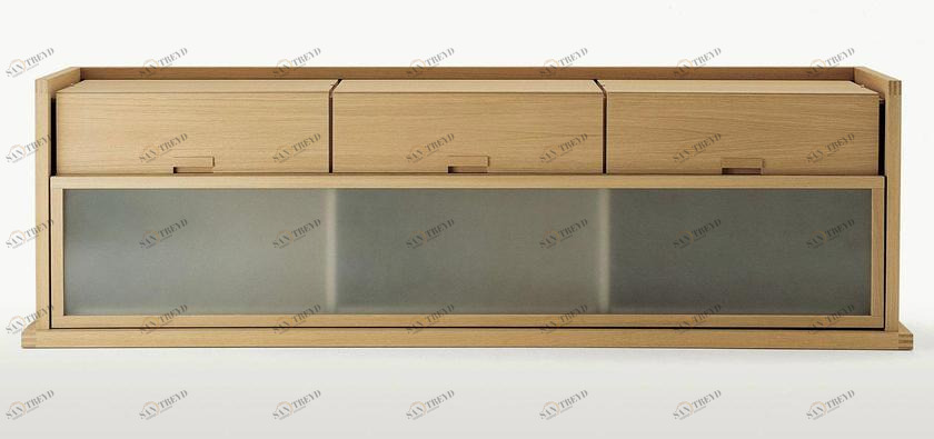 Maxalto Комод из дерева и стекла с раздвижными дверцами с ящиками Incipit sun-id-1405164