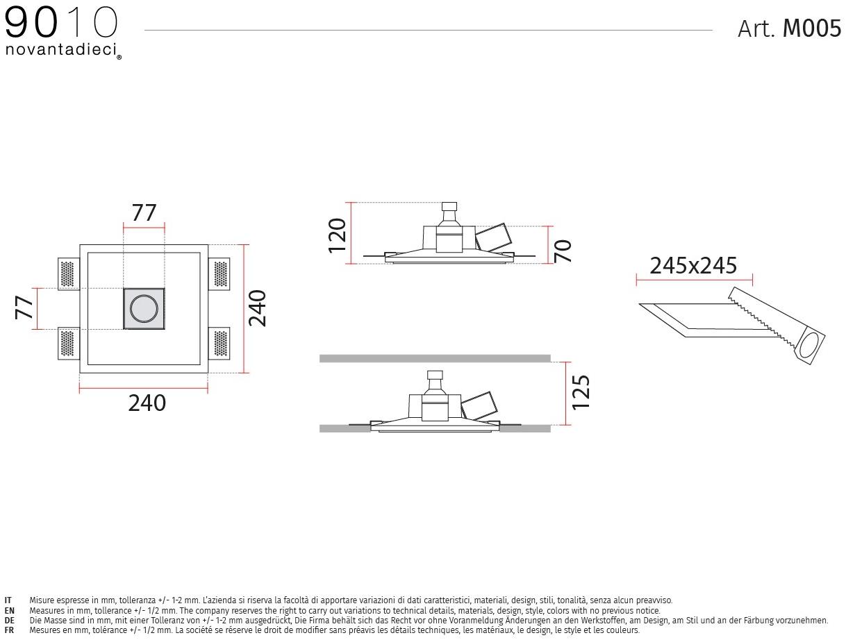 9010 novantadieci Встраиваемый точечный светильник cristaly® led  Art. m005  - Вид №1