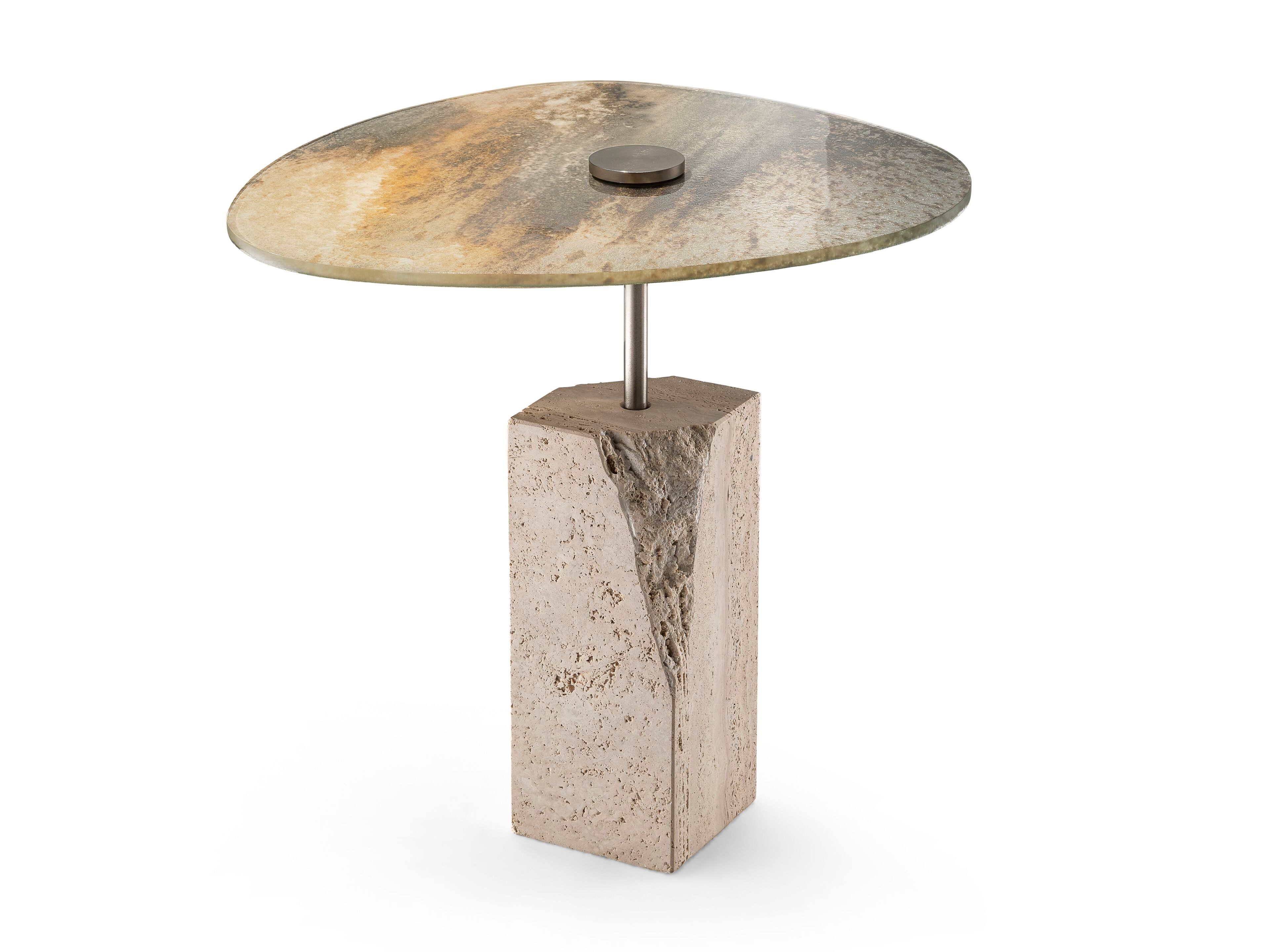 Журнальный столик из травертина и стекла ARTE VENEZIANA пещера ARCH-00028876