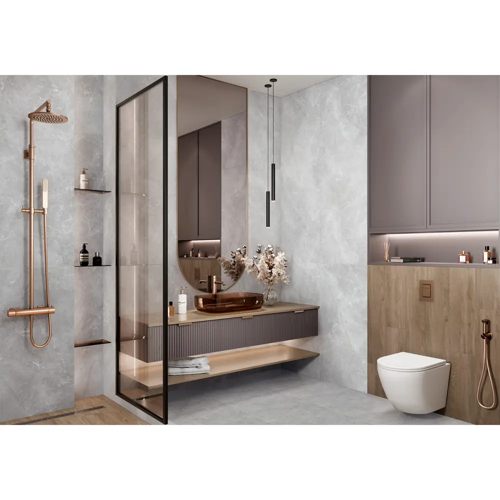 Глазурованный керамогранит Alma Ceramica Diva 07 60x120 см 1.44 м² лаппатированный цвет серый 89458839 STLM-2203150