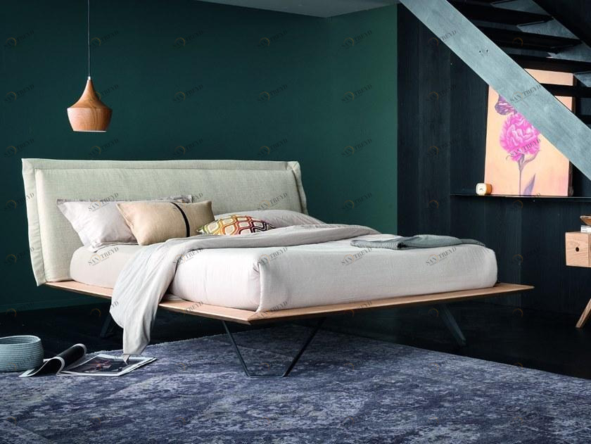 AltaCorte Двуспальная кровать из дуба с мягким изголовьем Ecolab night Lb-zn7370