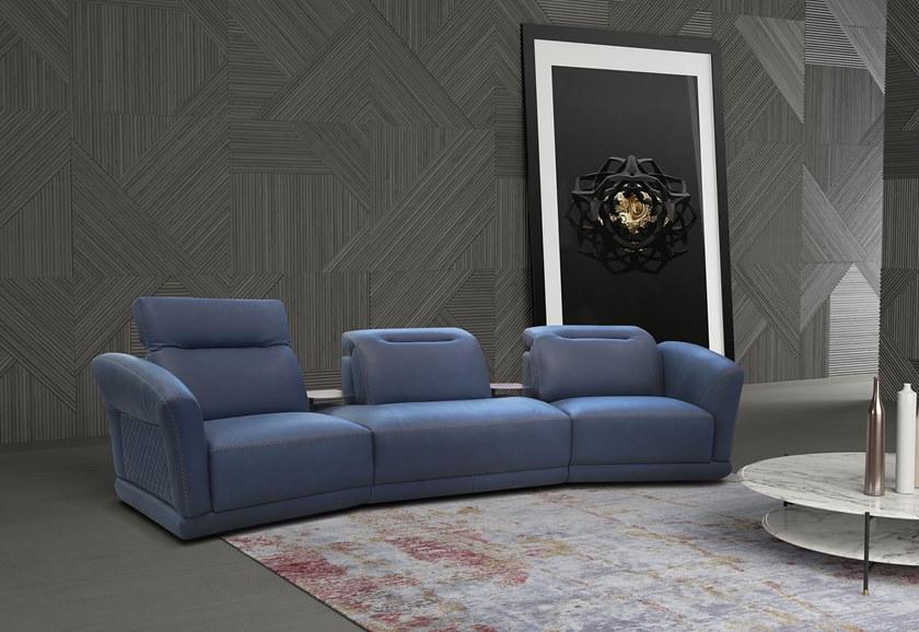Rossini Sofas Секционный изогнутый кожаный диван с подголовником Monicelli sun-id-1491227 - Вид №1