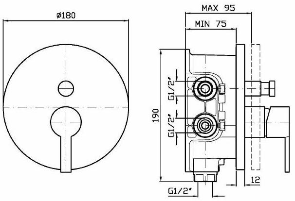 ZUCCHETTI Смеситель для ванны и душа, однорычажный Gill Zgl096 - r97800 - Вид №1