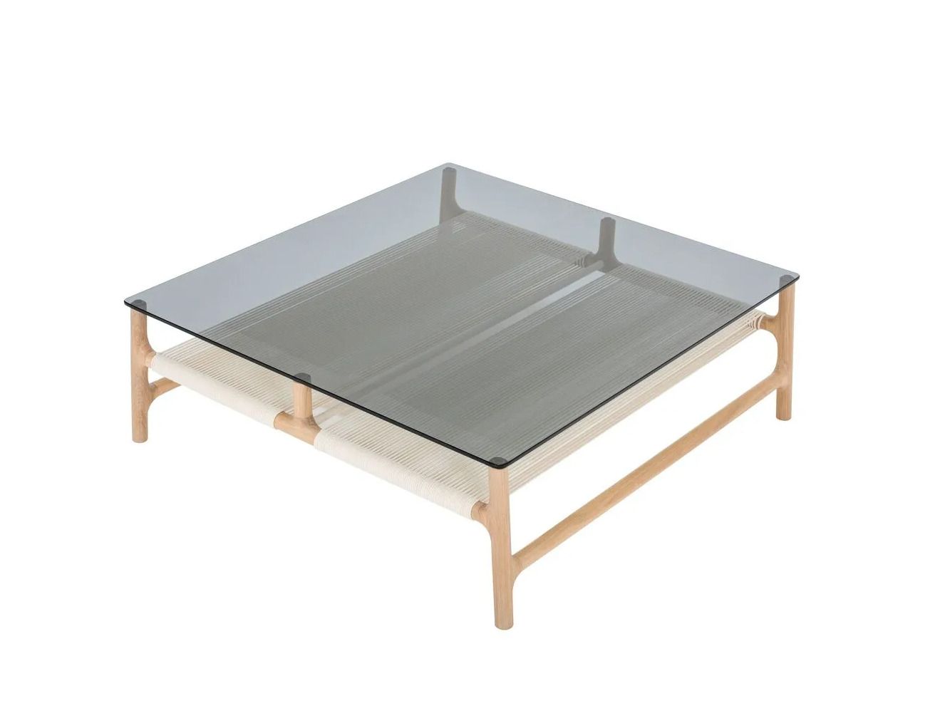 Деревянный и стеклянный квадратный низкий журнальный столик Gazzda Fawn ARCH-00076524