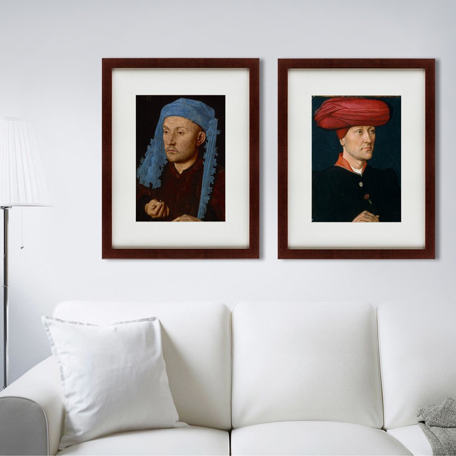 Картина в раме 47х60 см Portrait of a Man with a Blue Chaperon, ca. 1430 КАРТИНЫ В КВАРТИРУ  135612 Синий;черный  - Вид №2