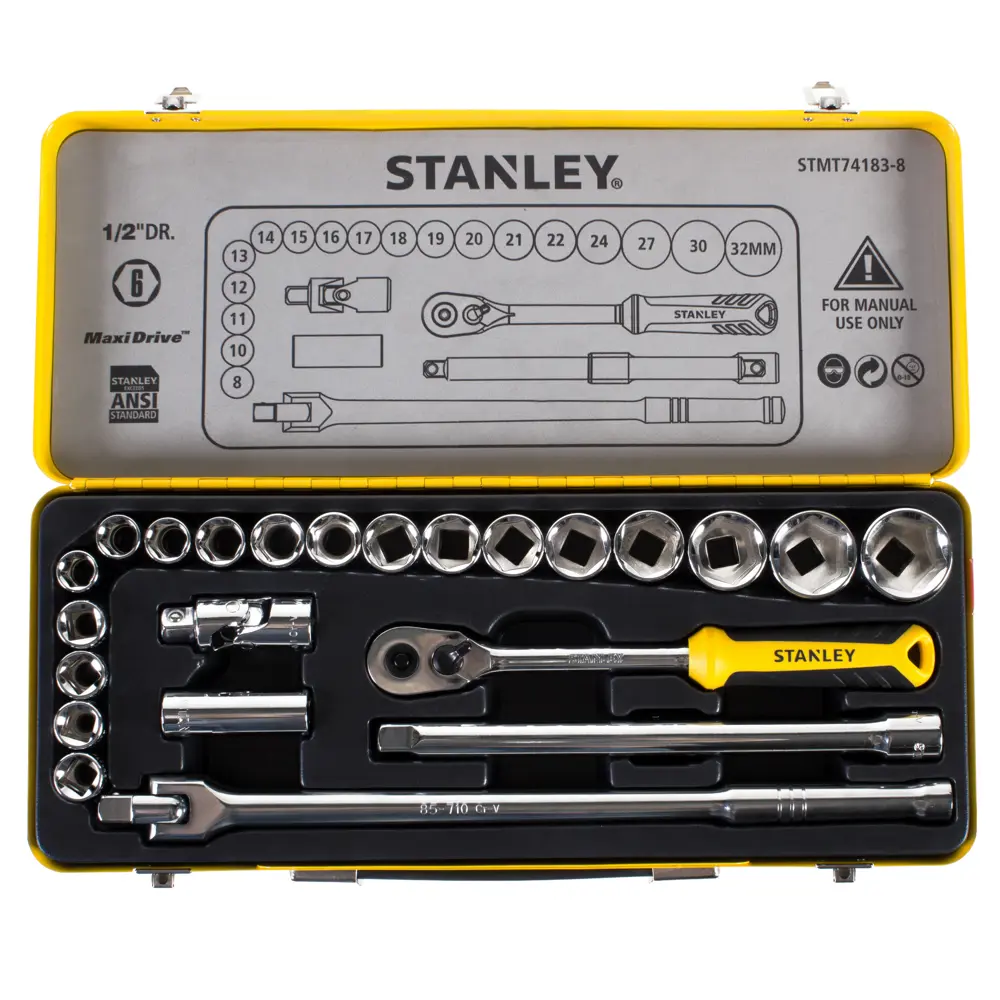 Набор торцевых головок с ключом Stanley STMT74183-8 1/2 дюйма, 24 шт. 16517303 STLM-2084293  - Вид №1
