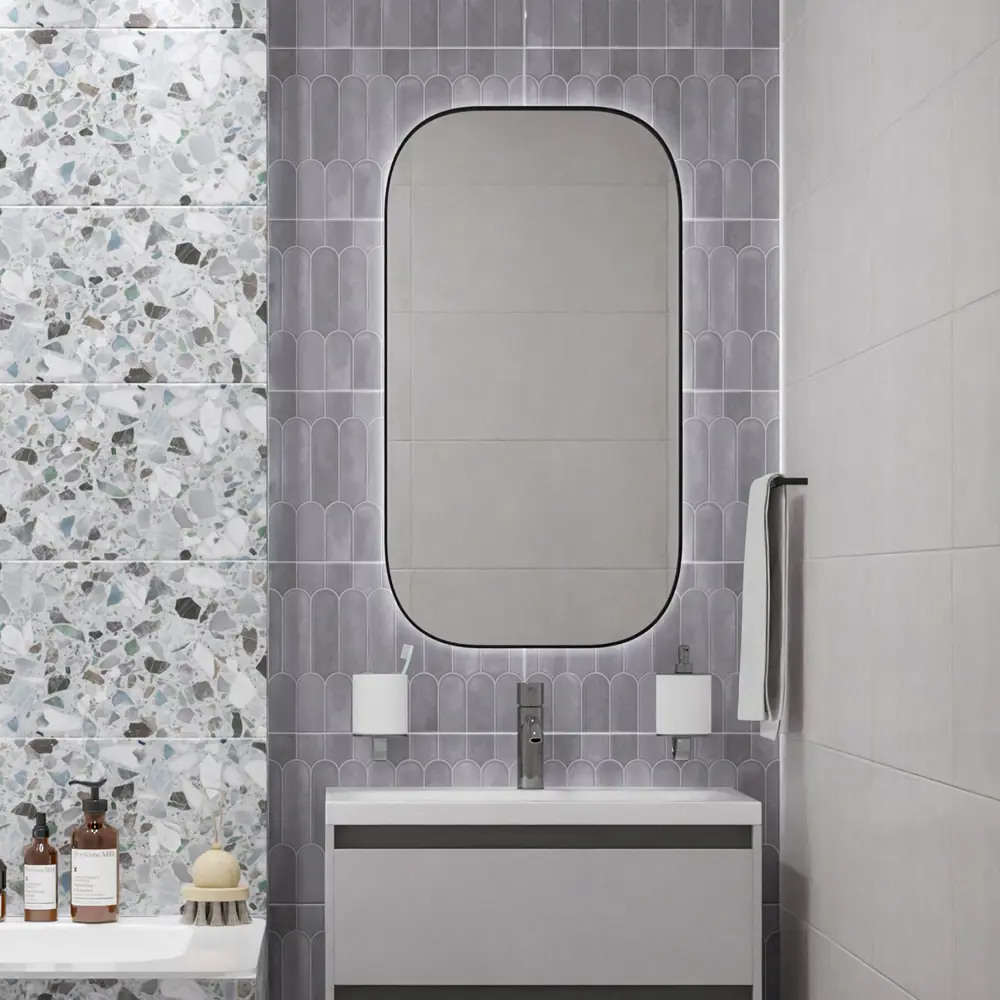 Настенная плитка Azori Salieri Grey 31.5x63 см 1.79 м² глянцевая цвет серый 89453955 STLM-2092768