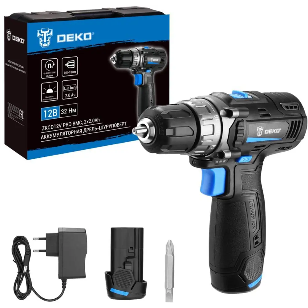 Аккумуляторная дрель-шуруповерт DEKO ZKCD12V PRO с двумя батареями 89372015 STLM-0841881 - Вид №1