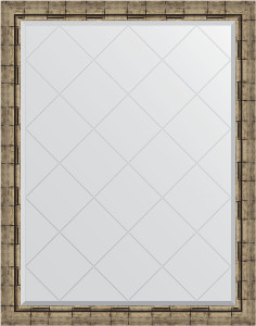 BY 4351 Зеркало с гравировкой в багетной раме - серебряный бамбук 73 mm EVOFORM Exclusive-G