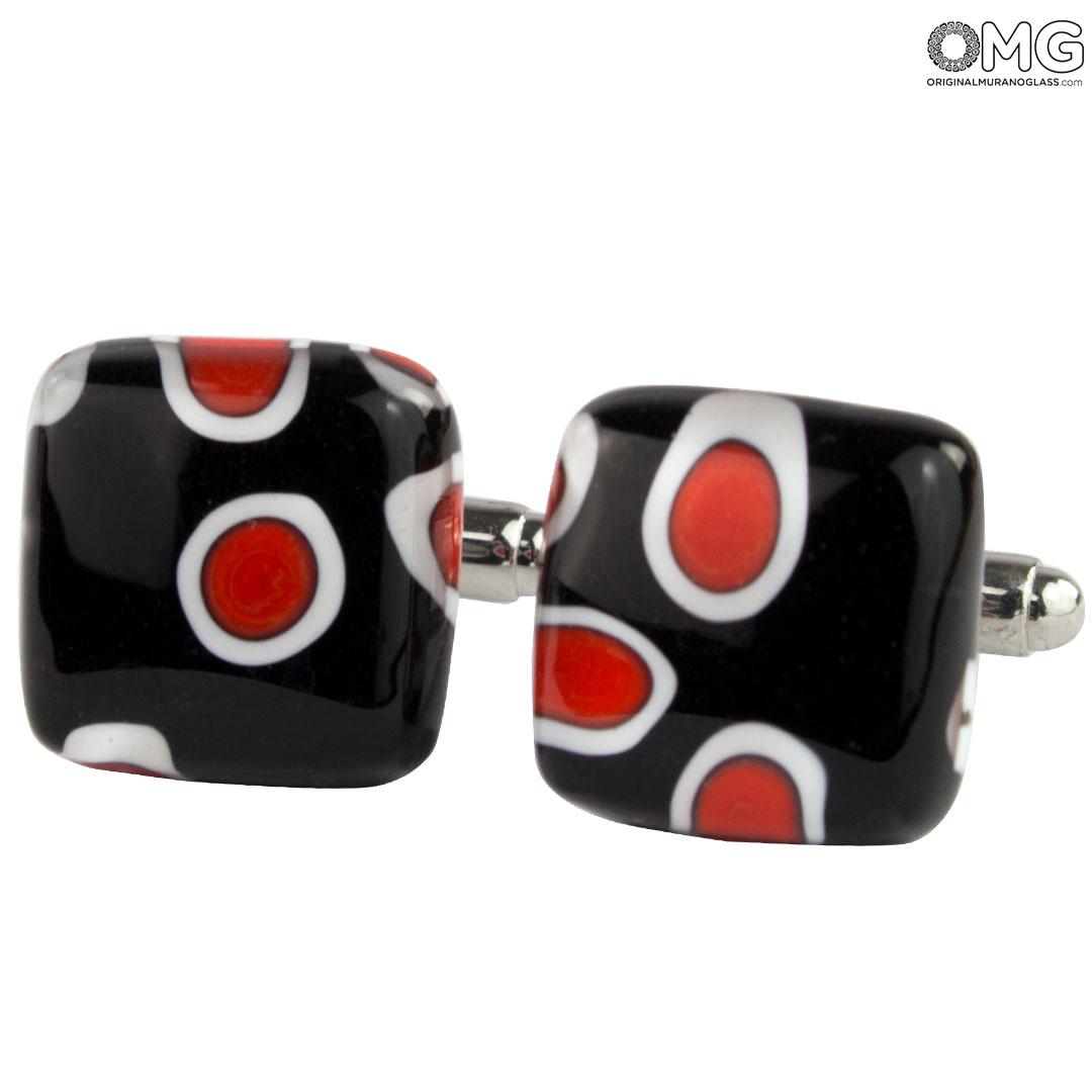 4000 ORIGINALMURANOGLASS Запонки Красные муррины - муранское стекло OMG 1 см  - Вид №1