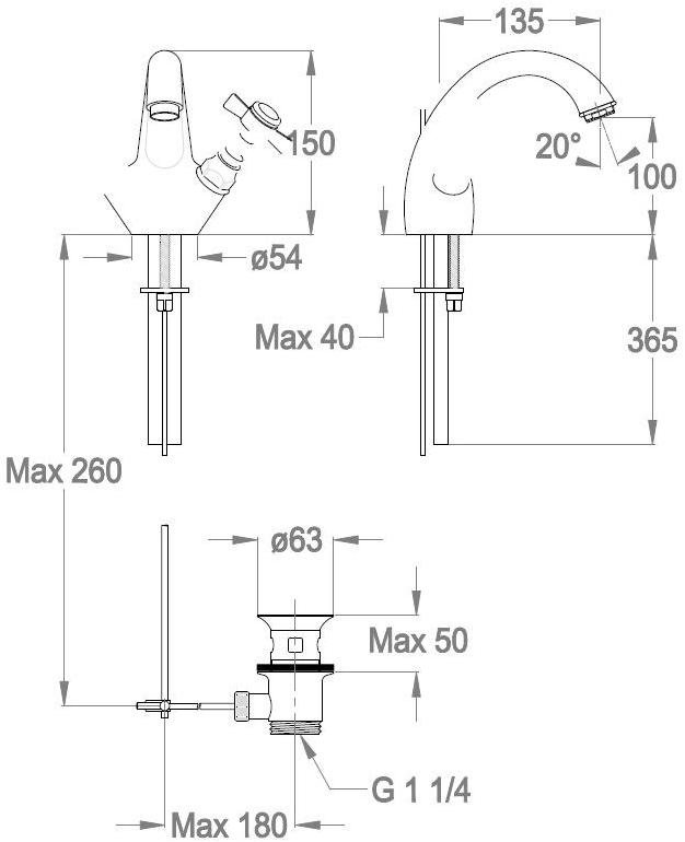 Fir Italia Смеситель для раковины на столешнице с одним отверстием Canterbury 30 3013175 - Вид №2