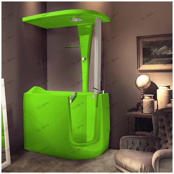 Ванна с кабиной GRUPPO TREESSE GEN-X STD-V3317|B3311-SX салатовая угловая сидячая с дверью левосторонняя STDV3317B3311SXS