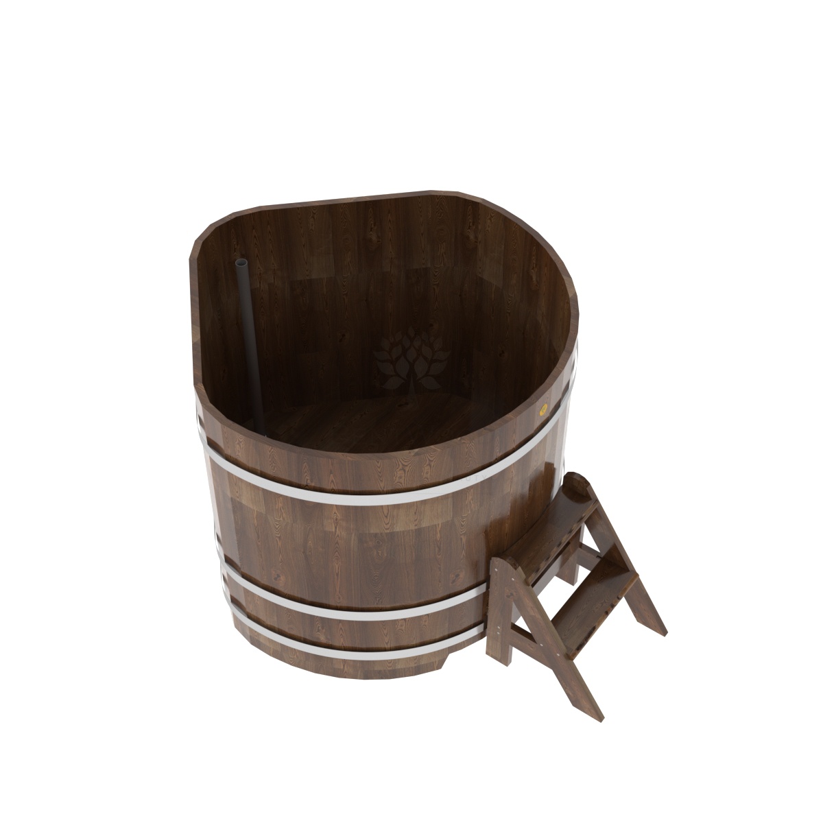 1576 Купель угловая из сращенных ламелей лиственницы 1,19х1,19х1,1 морёная Alyarus  - Вид №1