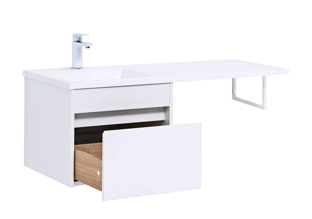 Тумба с раковиной Aquanet Токио 110 L белый (подвесная, 1 ящик) 0023691500235497 - Вид №2