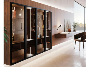 Подвесная витрина из алюминия и стекла со встроенным освещением