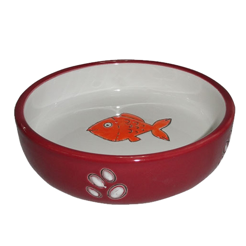 ПР0049193 Миска для животных Orange Fish красная керамическая 12х12х3см 150мл Foxie 
