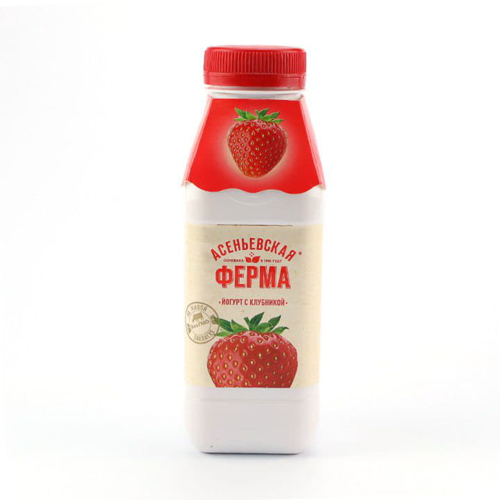Йогурт питьевой клубника 1,5% Асеньевская ферма БЗМЖ 330 г Santreyd 1957 - Вид №1