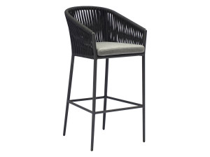 Высокий тканевый садовый стул с подлокотниками